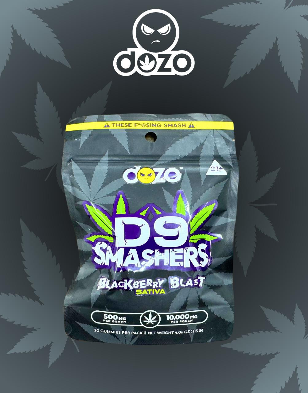 Dozo D9 Smashers 500mg Gummies 20pk Or Delta 9 Or Blackberry Blast Sativa D9 Smashers By Dozo 75302