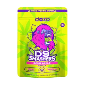 dozo delta 9 smashers gummies 10,000mg sour apple