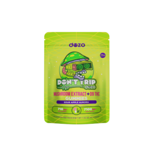 dozo magic mushroom don't trip gummies +d9 thc sour apple aurora